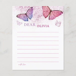 Pink Butterfly Theme Birthday Time Capule Nota