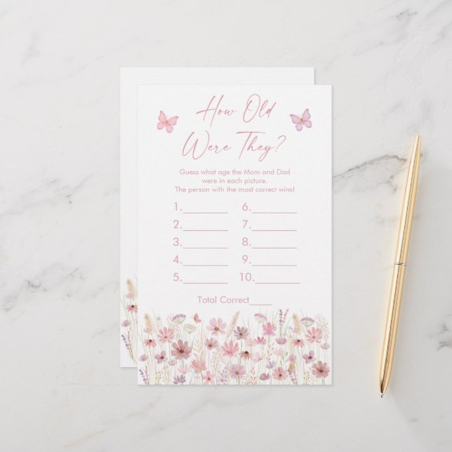 Pink Butterfly Wildflowers How Old Were They Game (Frente/Verso In Situ)