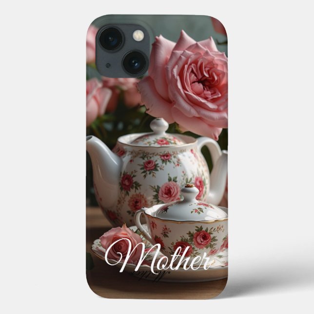 Pink Cabbage Rose Tea iPhone / iPad case (Verso)