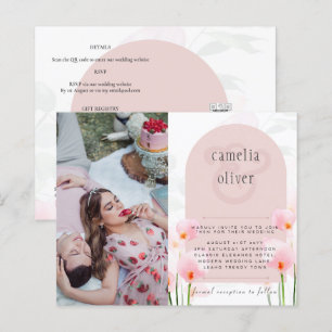 Pink Calla Lily Floral Wedding QRCode PHOT0 RSVP