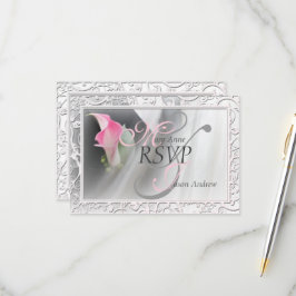Pink Calla Lily Flourish Frame Weding RSVP