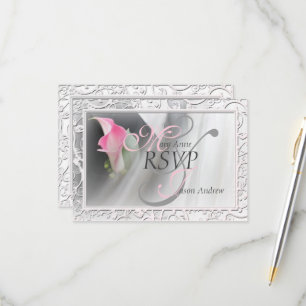 Pink Calla Lily Flourish Frame Weding RSVP