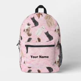 Pink Cat Backpack with Realistic Feline Breeds