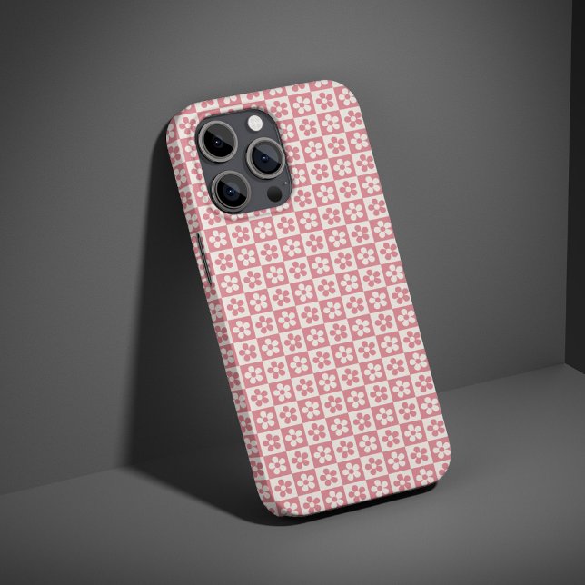 Pink Checkered Floral Tough Phone Case for Besties (Pink Checkered Floral Tough Phone Case – Gift for Her, Besties, Grandma, Aunt,  Students & Girls)