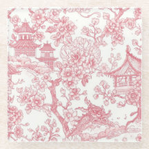 Pink Chinoiserie Toile Dragon Cherry Blossom