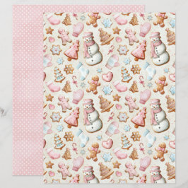 Pink Christmas Cute Pastel Scrapbook Paper