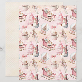 Pink Christmas Cute Pastel Scrapbook Paper