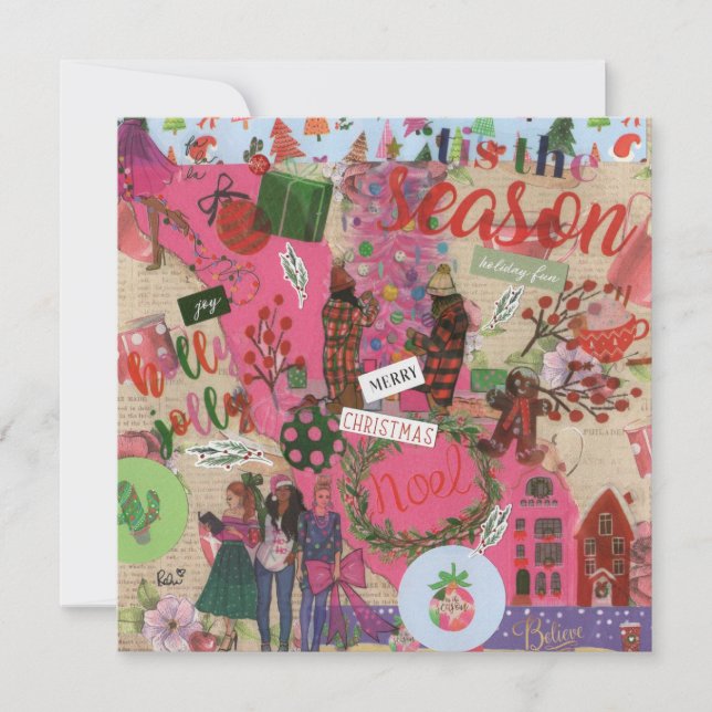 Pink Christmas 'Este É O Cartão De Saudação Plana  (Frente)