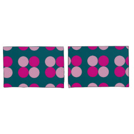 Pink Circles on Green Pillowcase
