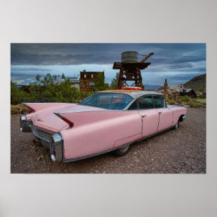 PINK CLASSIC CADDY CAR POSTER