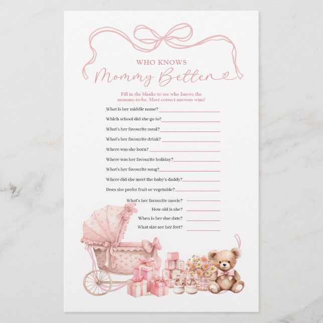 Pink Coquette Baby Carriage Who Know Mommy Better (Frente)