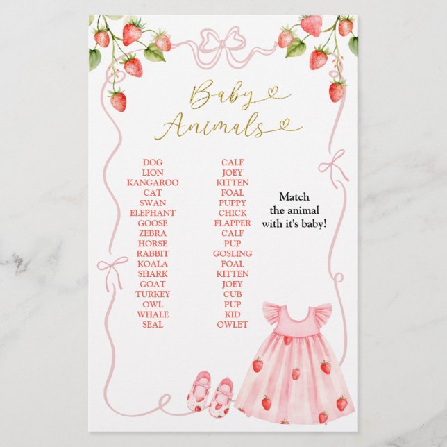 Pink Coquette Baby Clothes Baby Animals Game Sign (Frente)