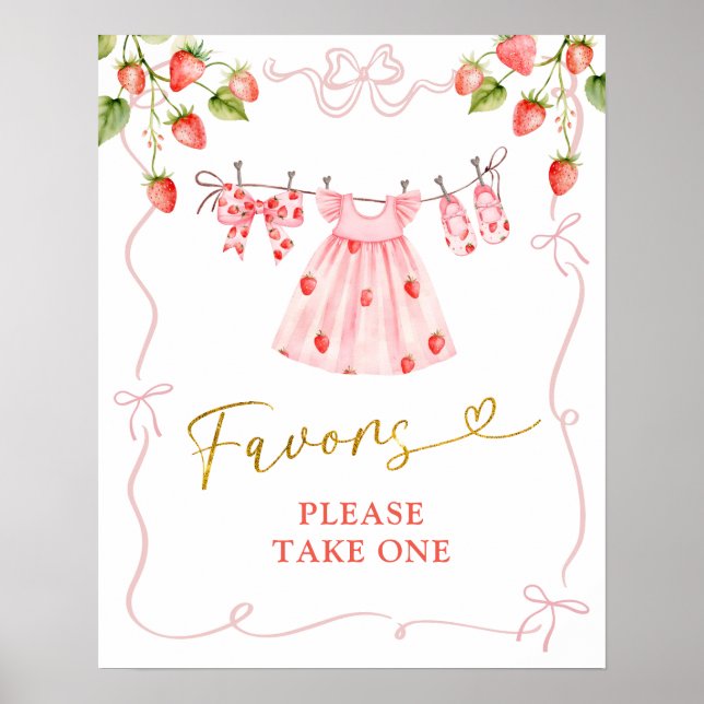 Pink Coquette Baby Clothes Berry Favors Poster (Frente)