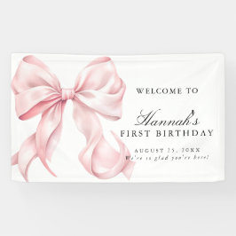 Pink Coquette Bow Birthday Party Welcome Sign