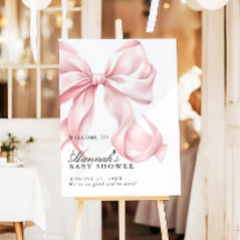Pink Coquette Bow Girl Baby Shower Welcome Sign