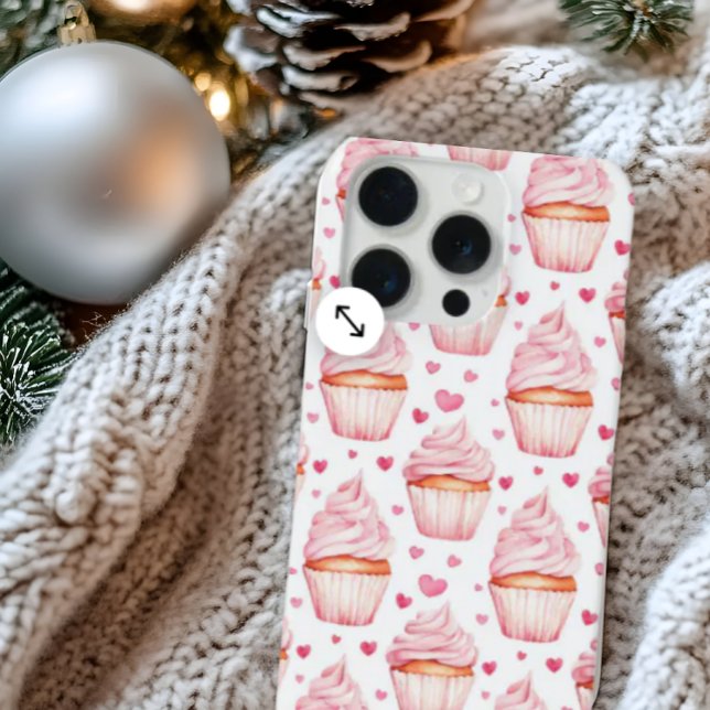 Pink Cupcakes & Hearts iPhone Case Cute Sweet (Criador carregado)