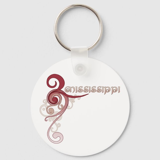 Pink Curly Swirl Mississippi Chaveiro (Frente)