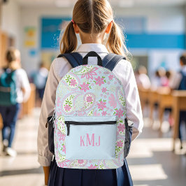 Pink Cute Paisley Monogram Blue Personalized