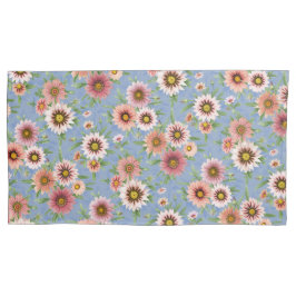 Pink Daisy Floral em Azul