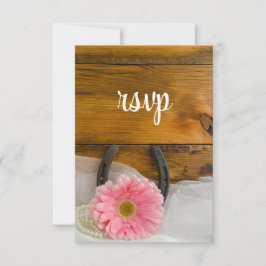 Pink Daisy Horserrady Country Western Wedding RSVP
