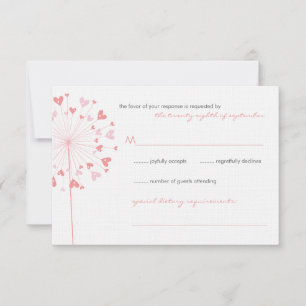 Pink Dandelions Love Summer Weds RSVP Card