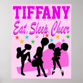 PINK EAT, SLEEP, CHEER PERSONALIZADO POSTER