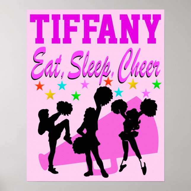 PINK EAT, SLEEP, CHEER PERSONALIZADO POSTER (Frente)