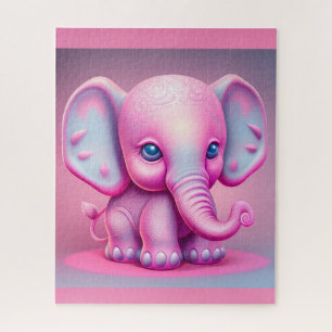 PINK ELEPHANT CUTE KIDS JIGSAW QUEBRA-CABEÇA