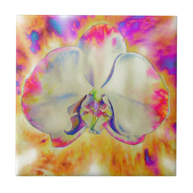 Pink Fire Orchid - florais de aquarela surreal fun (Frente)