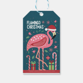 PINK FLAMINGO CHRISTMAS - Etiqueta de presente