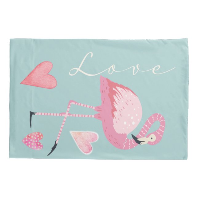 Pink Flamingo Love Pillowcase (Verso)