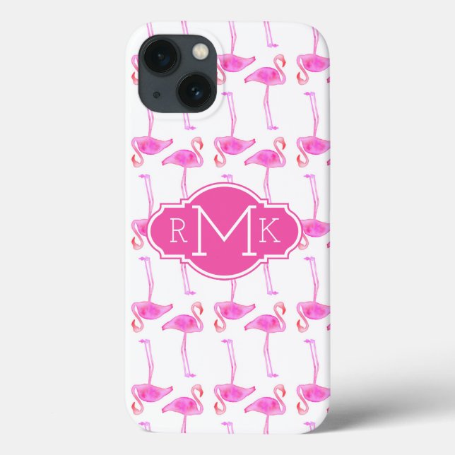 Pink Flamingo Pattern | Monograma (Verso)