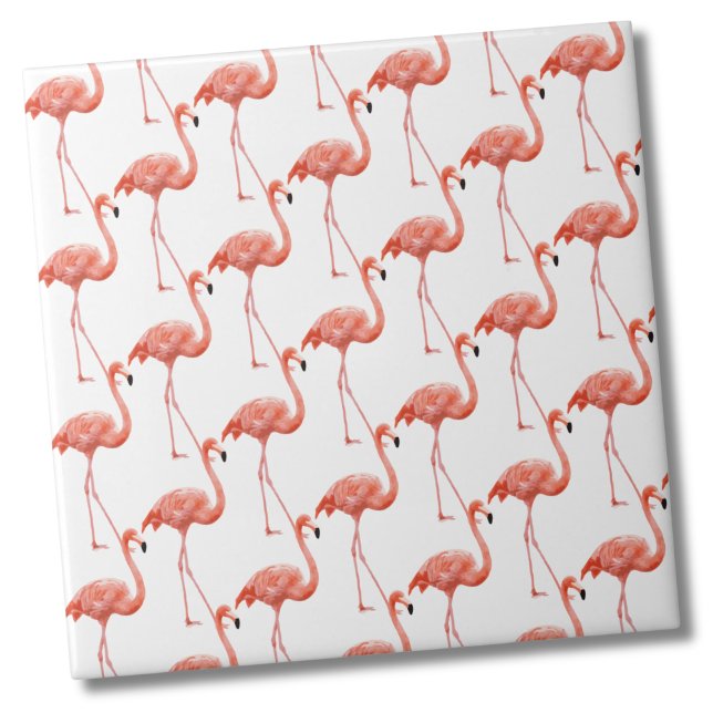 Pink Flamingo Patterno Feminino (Simple Modern Tropical Pink Flamingo Pattern Ceramic Tile)