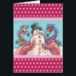 PINK FLAMINGO SNOWMAN, CHRISTMAS GREEETING CARTÃO<br><div class="desc">FLAMINGOS FAZEM NEVES DE PINCO. Verso: "NATAL DE PINCO FELIZ". UM SORRISO PARA OS FERIADOS. GREETING/NOTE CARTÃO cor-de-rosa/borda branca da Bolinhas *Personalizar ... .Procure Itens Correspondentes Susan Brack Design</div>