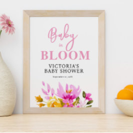 Pink Floral Baby Shower Welcome Poster