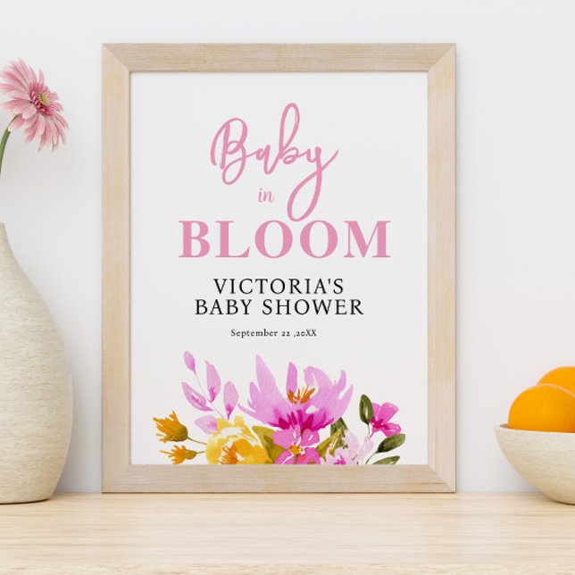Pink Floral Baby Shower Welcome Poster (Criador carregado)