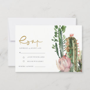 PINK FLORAL DESERTO FOLIAGE WATERCOLOR RSVP