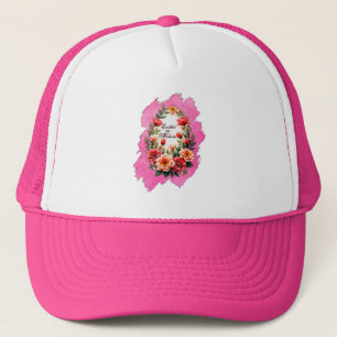 Pink Floral Easter Egg – Spring Art - boné