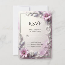 Pink Floral Frame RSVP Card