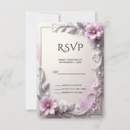 Pink Floral Frame RSVP Card