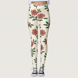 Pink Floral Garden Legging Print