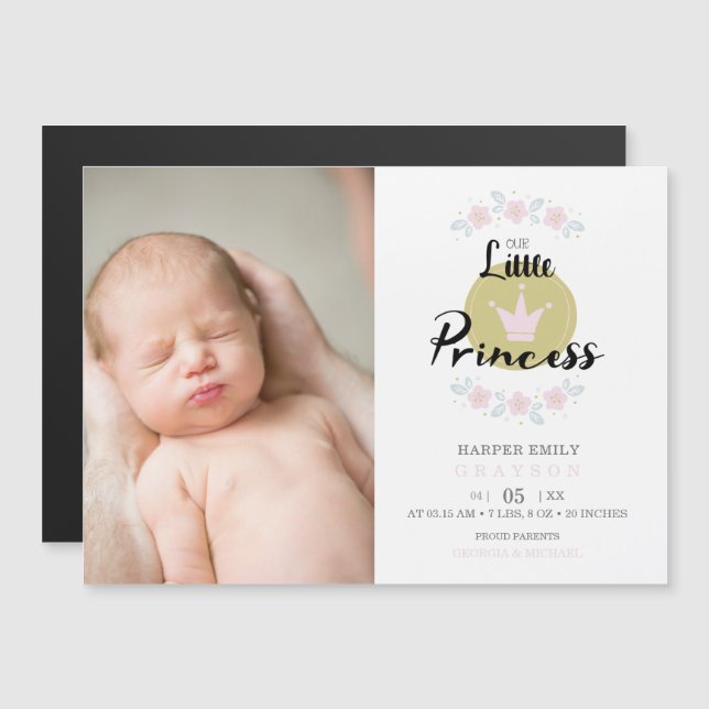 Pink Floral Garland Princess Crown Newborn Girl  (Frente/Verso)