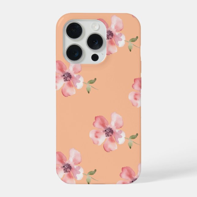 Pink Floral Phone Case – Orange Pastel Pattern (Verso)