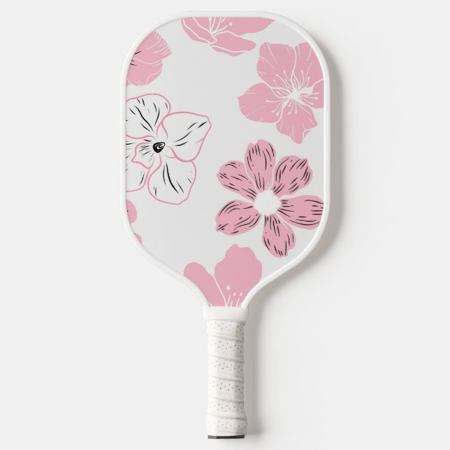Pink Floral Pickleball Paddle (Front)