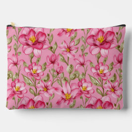 Pink Floral Print Cosmetic Bag