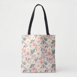 Pink Floral Tote Bag- Over The Shoulder