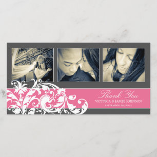 PINK FLOURISH CARTÕES DE AGRADECIMENTOS DE CASAM
