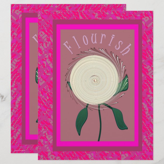 Pink Flourish Flower Scrapbook Paper 2-Sided Page (Frente/Verso)