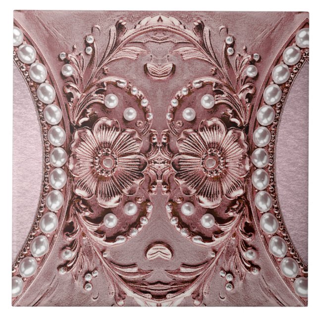 Pink Flower Ceramic Tile (Frente)