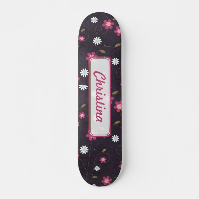 Pink Flowers Comp Skateboard (Frente)